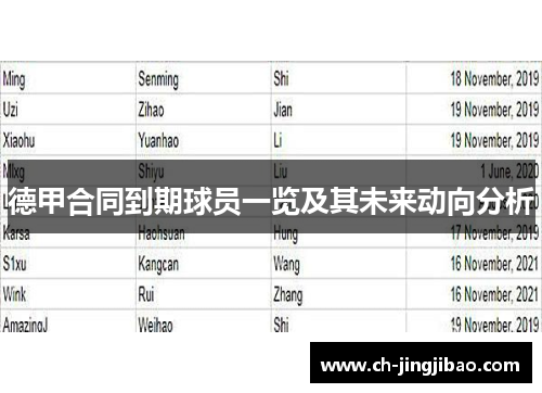 德甲合同到期球员一览及其未来动向分析