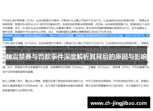 魏震禁赛与罚款事件深度解析其背后的原因与影响